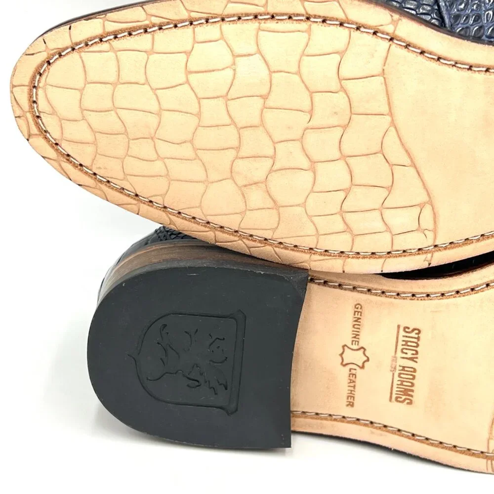 Stacy Adams Mens Size 9 Pacetti Snake Croc Blue Leather Tassel‎ Loafers Shoes